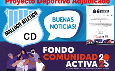 Malloco Atlético entre los proyectos deportivos adjudicados del Fondo Comunidad Activa 2025 del Gobierno de Santiago.  ¡Buenas Noticias!
